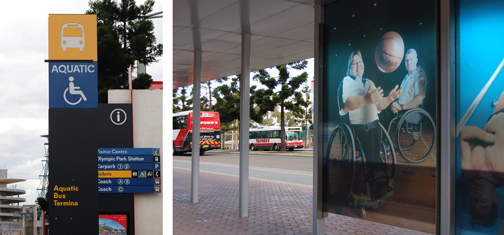 Busstop langs Olympic Boulevard